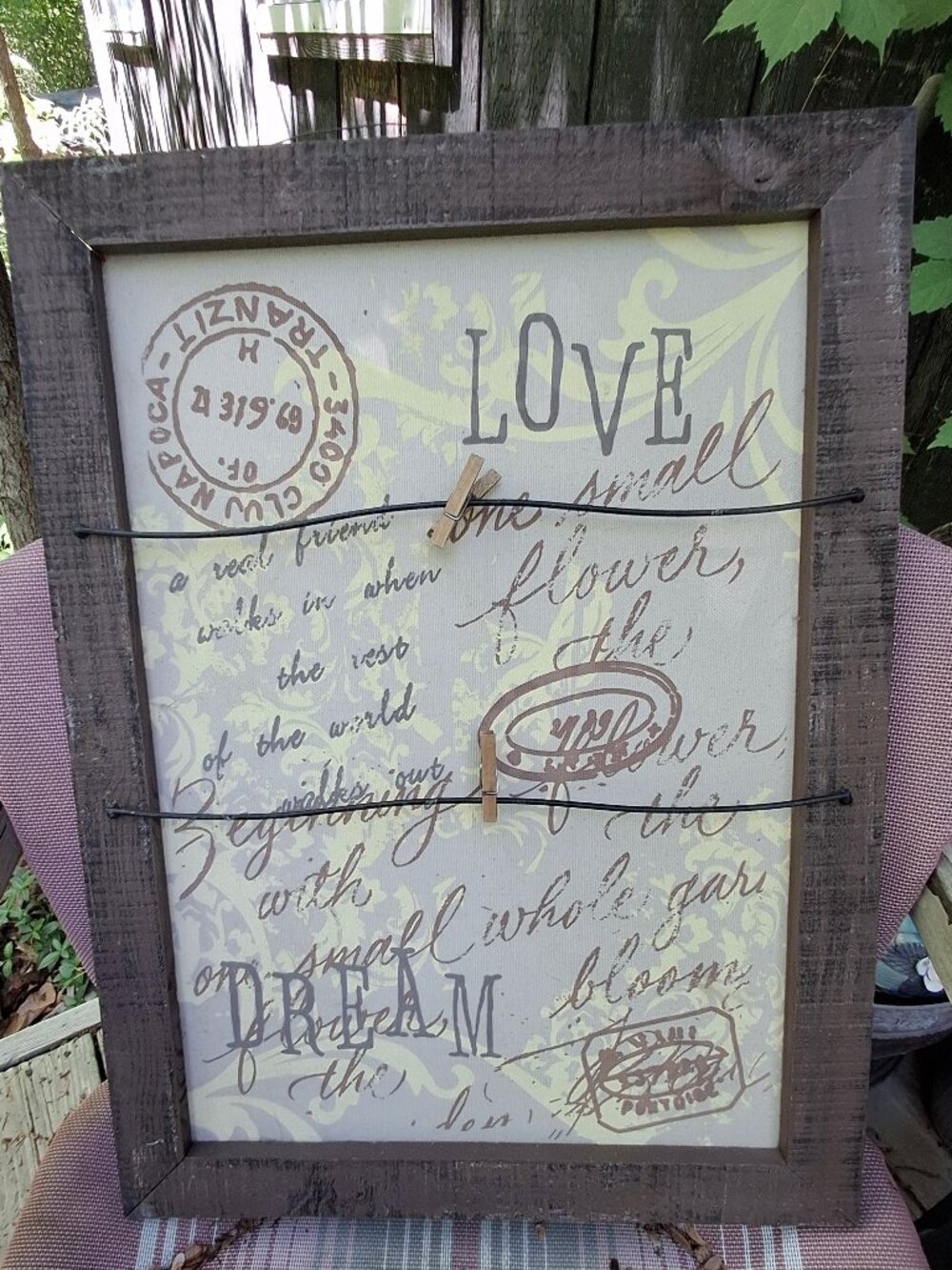 Rustic Framed Photo Notes Cards Display Hanging Wall Art